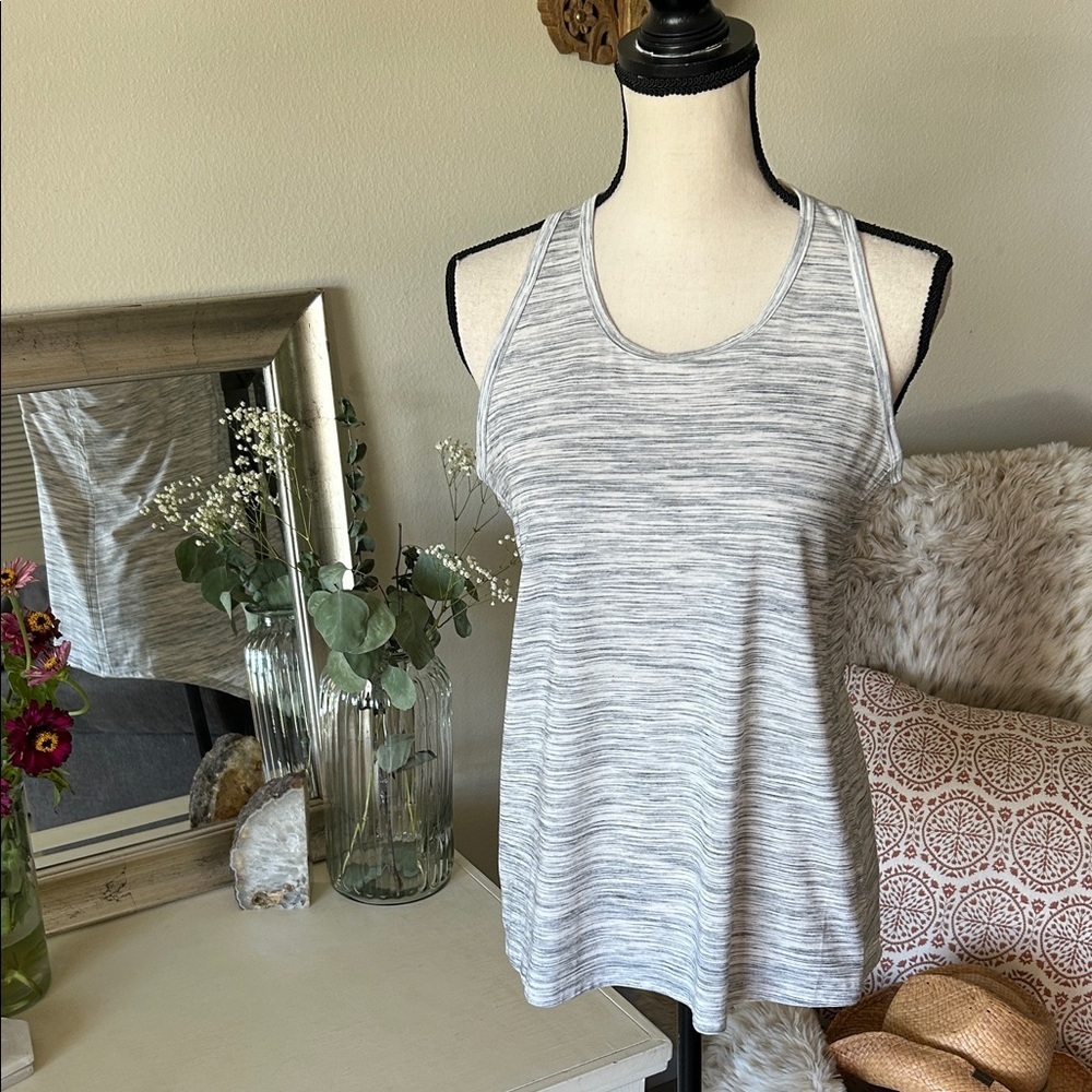 Athleta white gray heathered fly away back yoga athletic tank top small​​